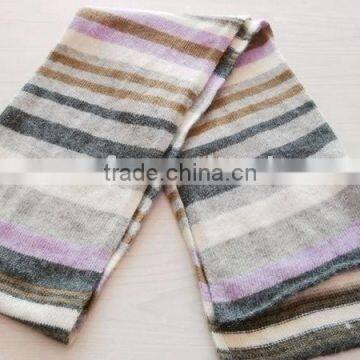 fashion lady acrylic&Angora wool stripe knitted scarf