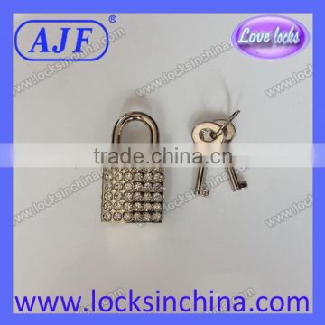 Nice rhinestone padlock for jewel case with square shape or heart shape lock