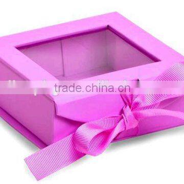Custom cute purple packaging paper box with pvc window