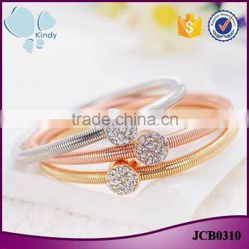 Handmade 3 pieces set gold rose gold filled zinc alloy rhinestone charm bracelet                        
                                                                                Supplier's Choice