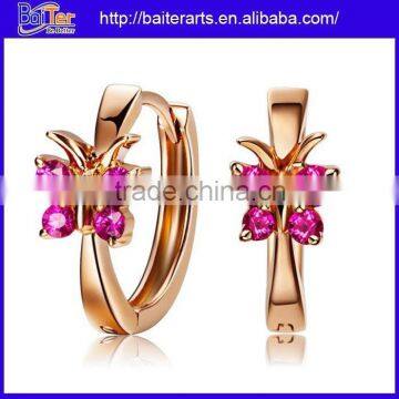 China Supplier Wholesale Paved Ruby 925 Sterling Silver Wide Hoop Earrings