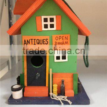 New wooden colored birdhouse for decoration birdcage