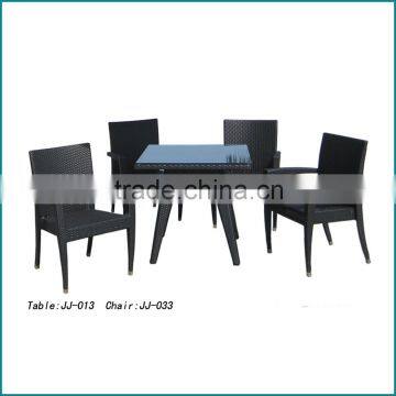 Plastic rattan woven craft glass coffee table furniture outdoor JJ-033C,013T