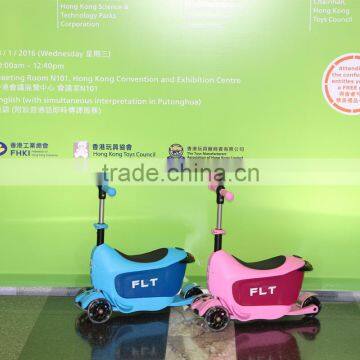 Cool folding 3 in 1 kids balance scooter with container and LED wheel