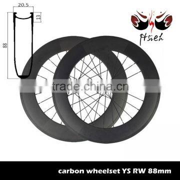 700C 88mm Deep Carbon Track Wheelsets High Stiffness, Clincher Carbon Track Wheelsets for Triathlon