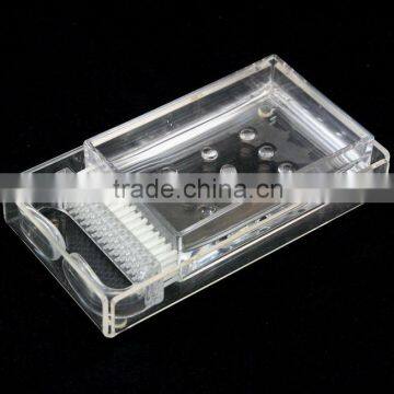 Acrylic Cleaning Soap Dish / Holder with Brush