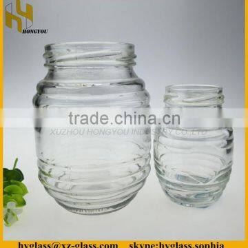 large size big drum shaped honey glass bottle jar hot sale 30cl