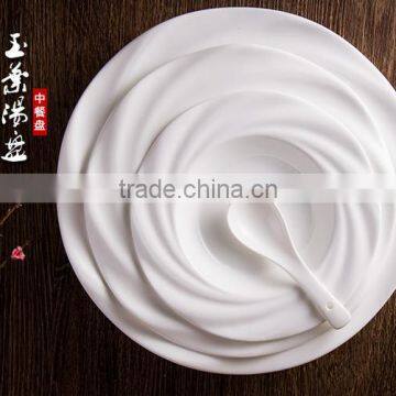 Ceramic dinnerware cookware set white round soup plate and dish for wedding hotel