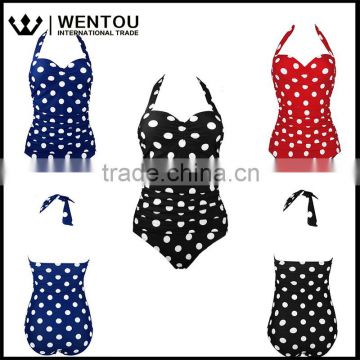 Wentou Hot Selling Sexy One Piece Polka Dot Waist Swimsuit