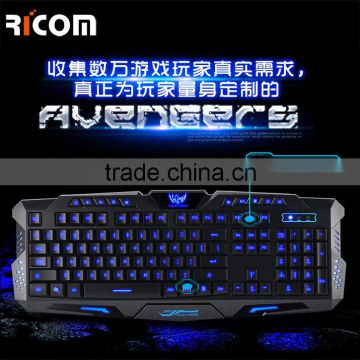 Newest High-end Tri-color LED Backlight Programmable Gaming Keyboard Mechanical Gaming Keyboard--LK611--Shenzhen Ricom