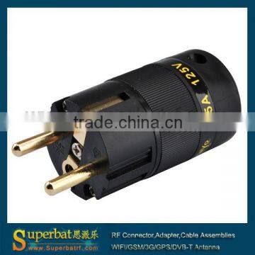 New FP-02EU Gold Plated Schuko EU Mains plug, iec connector