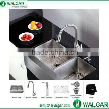 Modern design double hand made bowl stainless steel kitchen sink