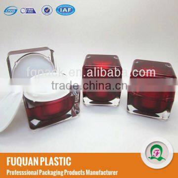 Plastic red makeup containers for face cream