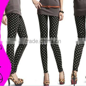 New Winter Korea White Small Dot Print Ninth pants Women leggings fashion 2015 Sexy Slim VQ098-2A