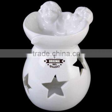 custom ceramic special design Double cherub antique oil burner