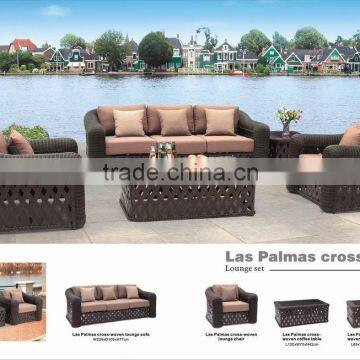 Environmental Friendly Outdoor Furnitre Artificial Wicker Sofa with Coffee Table For Hotel