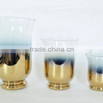 Glass hurricane with golden plated