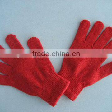 Fashion 10G acrylic fibers red warm soft gloves