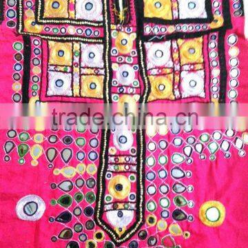 Vintage mirror work banjara hand embroidered tunic neck tribal ethnic gypsy dress