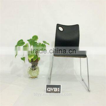 TDC-182-F2 QVB JIANDE TONGDA BENTWOOD PU SEATING WITH With Copper Rivets Stackable METAL CHROME PLATED DINING CHAIR