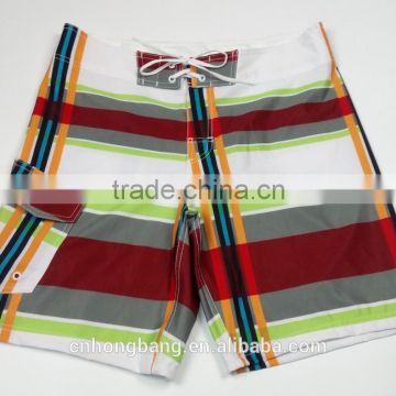 beautiful plaid printing fabric made men's boardshorts in stock for surfing beachwear