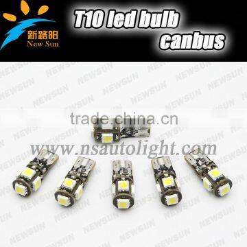 Wholesale Canbus T10 5smd 5050 LED car Light Canbus W5W 194 5050 SMD Error Free White Light Bulbs