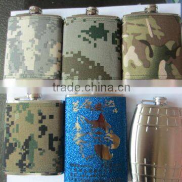 8oz PU and canvas wrapped hip flasks