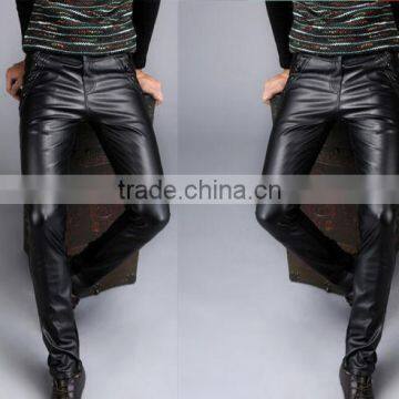 Leather Slim Fit Business Casual Motor Pencil Pants Skinny Trousers