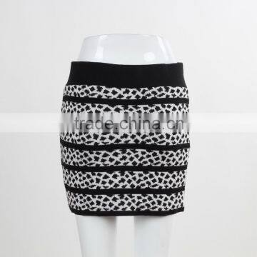 F5S43013 New Arrival Contrast Waistband Knit Skirt Women Stripe Mini Skirt photo-4