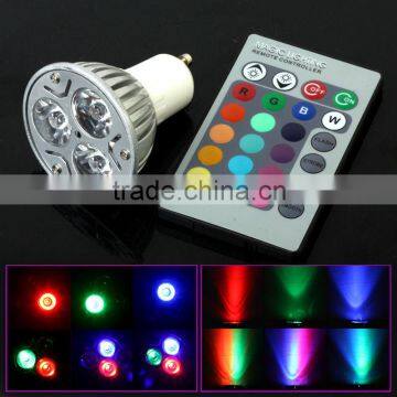 HOT RGB 3W E27/GU10/E14 16 Colors LED Spotlight Bulb Lamp + IR Remote Control CJ-RGBSD-004