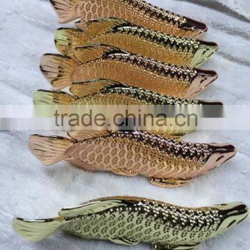 Whosesale gold fish metal art crafts with diamond hardware factory