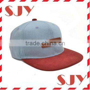 Genuine Leather Strap Custom Leather Patch Snapback Hat photo-4