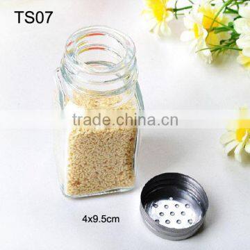 Mini 90ml square glass spice jar with lid