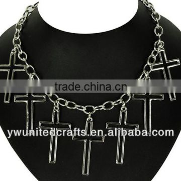 Custom popular fashion statement necklace with cross pendants