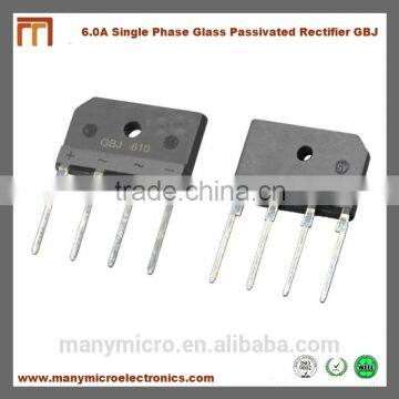 6A 50V-1000V Single Phase Glass passivated Bridge Rectifier GBJ610