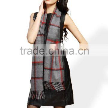 Women Woven Striped Scarf, Women Elegant Red Striped Cashmere Scarf