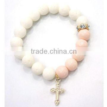 jade bracelet with a cross,colorful fashion catholic rosary bracelet,jade bead bracelet