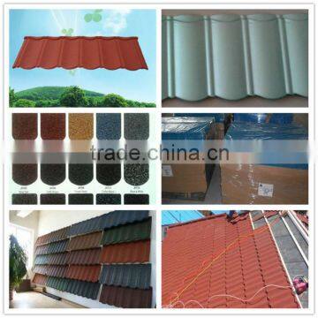 Colorful stone chip coated metal roof tile