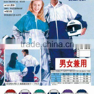 pvc/polyester/plastic moto rainsuit