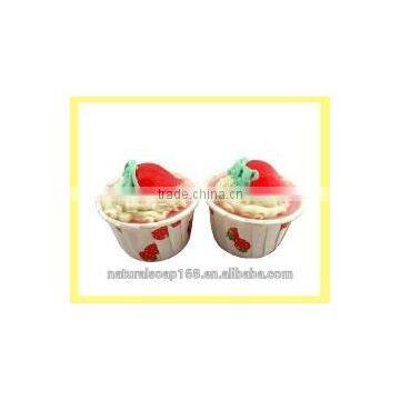 strawberry with cup cake shaped soap