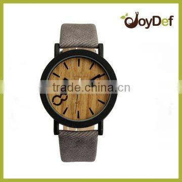 cheap price leather strap bamboo watch fashion pu band wood watch moq 100 pcs