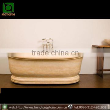 white marble round stone bathtub