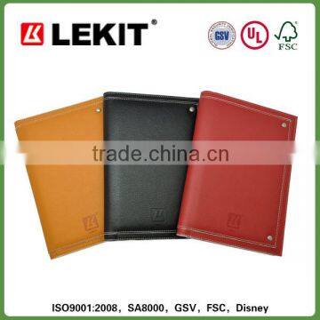 Fashion pu Double Wire Notebook With Large Pocket on Cover