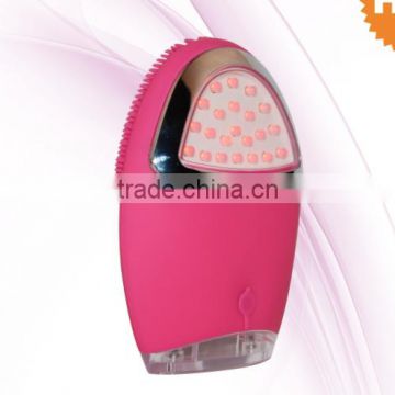 Rechargeable silicon face cleanser water-proof vibrating facial massager with red&blue light