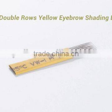 Permanent Makeup Microblading Eyebrow Tattoo Double Rows 9M1 15M1 Yellow Shading Blade