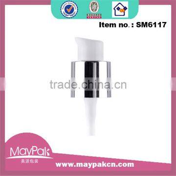 good quality cream pump with silver aluminum collar