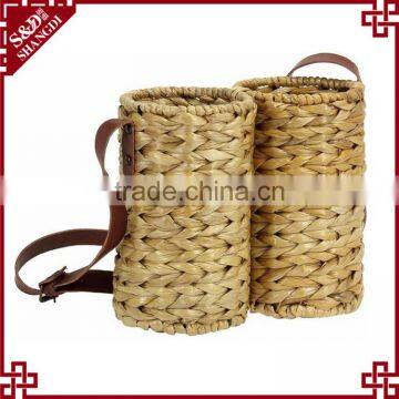 Custom Compartments Hand Woven Hanging Wine Basket Wine Bottle Holder photo-2