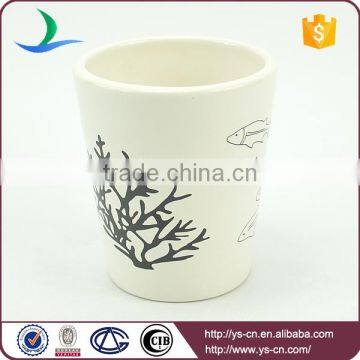 Cylinder Fish Sea-weed Pattern Ceramic Sea Life Bathroom Set photo-5