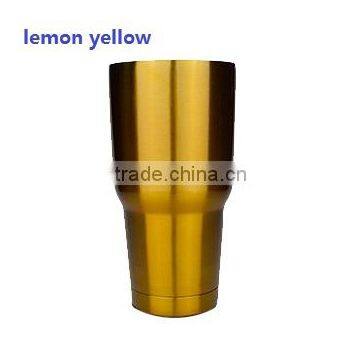 lemon yellow 304# stainless steel tumbler with slide lid for car ,30oz cup