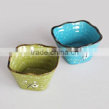 2016 Hot Sale Hand Painting Square Shape Ceramic Small Bowl, Japanese Style